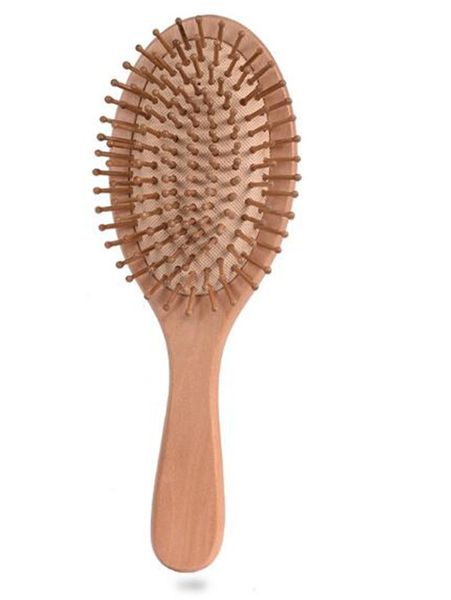 

новая красота расческа для волос деревянная подушка безопасности массаж гребень карбонизированная твердая древесина подушка антистатическая, Silver