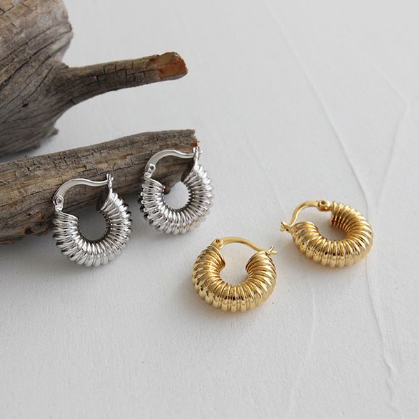 

gold sliver color classic thick chunky hoops earrings geometric circle hoops minimalist metal small earrings 2019 for women, Golden;silver