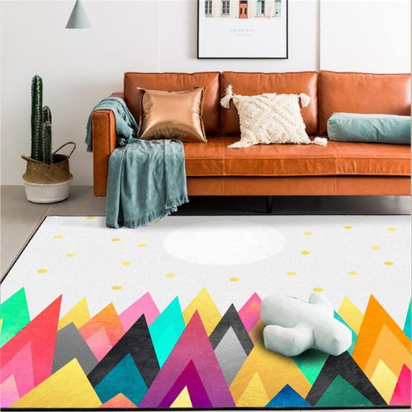 

aovoll rugs for children rooms abstract colorful mountain sun pattern carpet area rug for bedroom mechanical wash floor mat