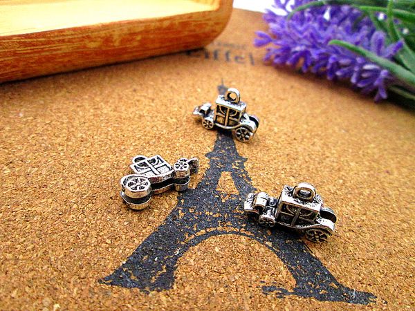 

60pcs carriage charms silver tone 3d carriage charm pendants 19x14mm, Bronze;silver