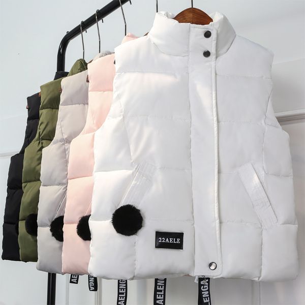 

down cotton vest woman short fund student cotton loose coat sleeveless cotton-padded clothes tide vest, Black;white