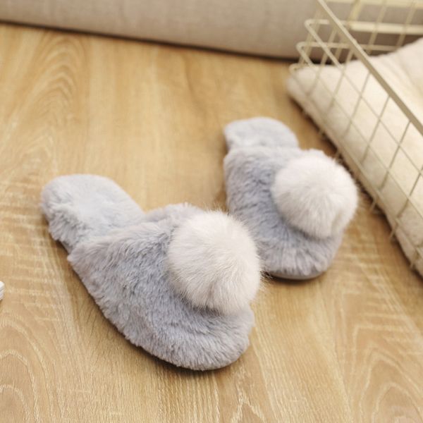 

women winter fluff indoor slippers women slippers love winter non-slip floor home furry for bedroom#a20, Black