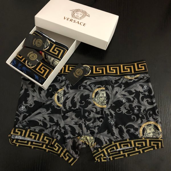 

2020 new european fashion men's designer s boxer casual luxury s embroidery men's underwear v6 versace s hip-hop s, Black;white