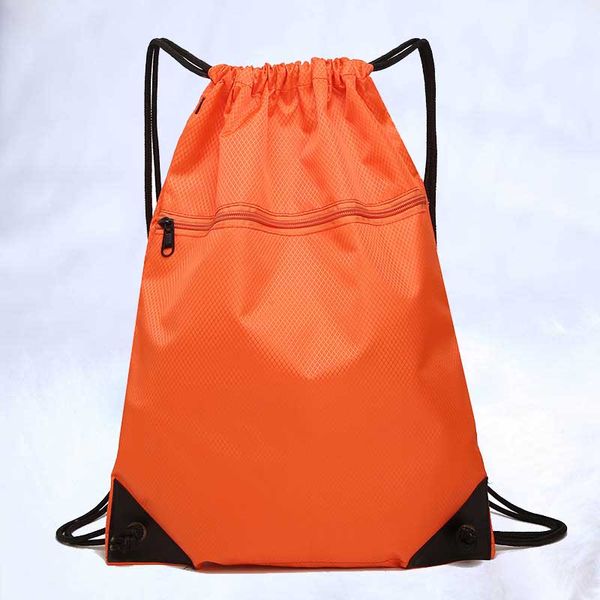 

new fashion rope drawstring sports bag customized simple solid color bundle mouth backpack refreshing lightweight nylon drawstri