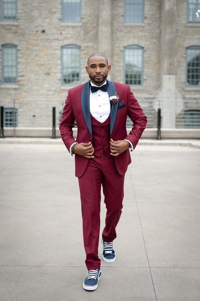 

handsome groomsmen shawl lapel groom tuxedos mens wedding dress man jacket blazer prom dinner 3 piece suit(jacket+pants+tie+vest) aa178, Black;gray