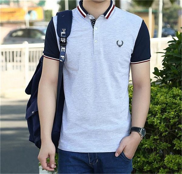 

мужские повседневные поло рубашки бизнес перри дизайнер отложной воротник тройники hombres лоскутное поло, White;black