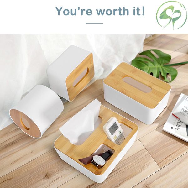

bamboo tissue box napkin holder plastic tissue case container for office home decoration paper towel box rectangle shaped