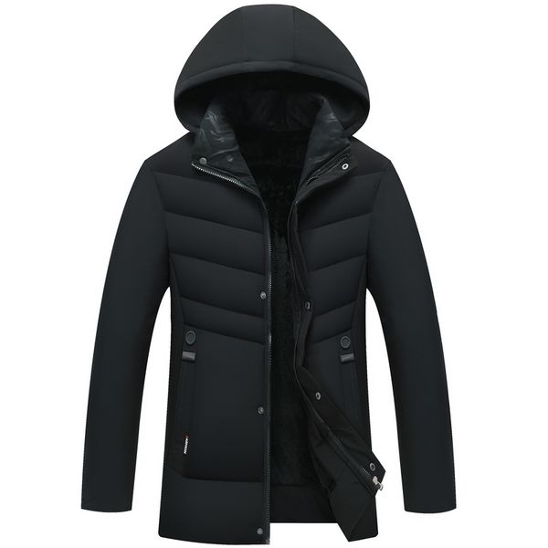 

hooded winter fashion coat mens clothe homme father's gift thick warm windproof parka winter jacket men clothes, Black