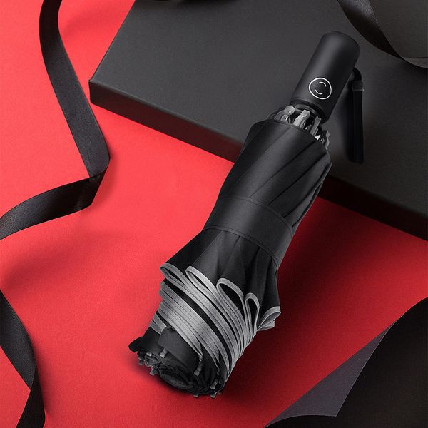 

lydia ten bone automatic folding reverse umbrella female male car luxury large windproof travel reflective umbrella automatic