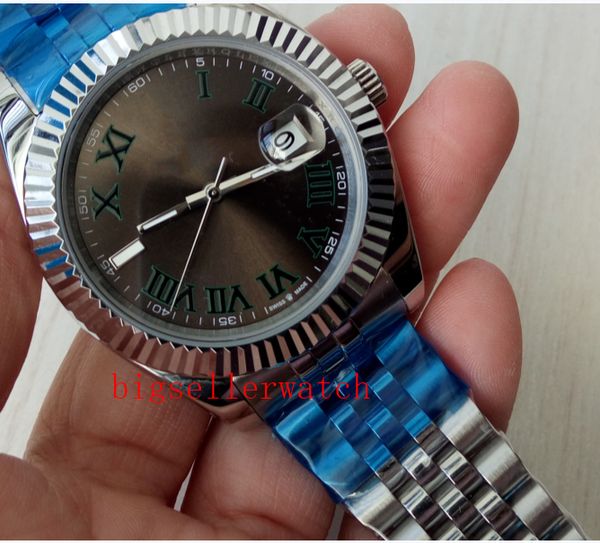 

luxury watch men watch new 126334gray roman dial fluted bezel 41mm automatic mechanical fashion men's watch wristwatch ing, Slivery;brown