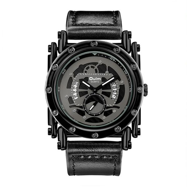 

gorben gold/silver/black quartz wrist watch leather band casual male clock wristwatch sport date watch, Slivery;brown