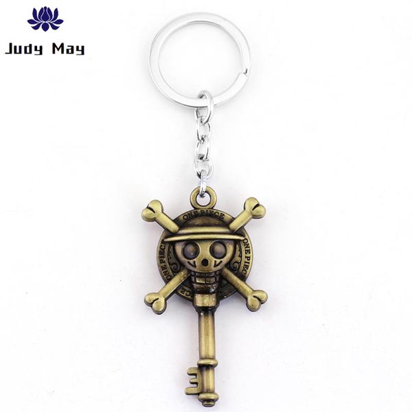 

anime key chain new rotatable one piece luffy straw hat skull pendants keychain metal keyring gift, Silver