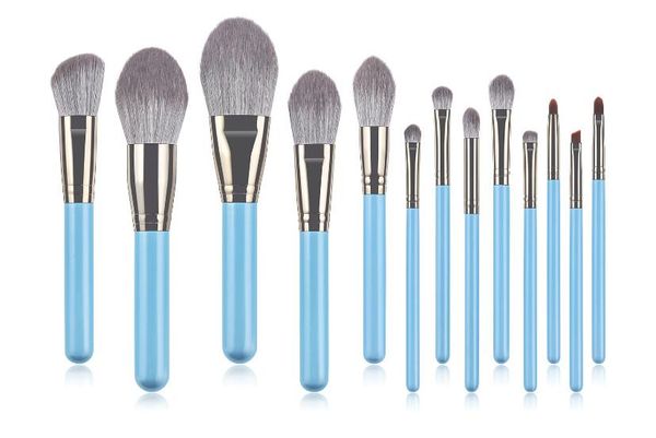 

beauty tools 13pcs makeup eye brushes set blue wooden handle brush