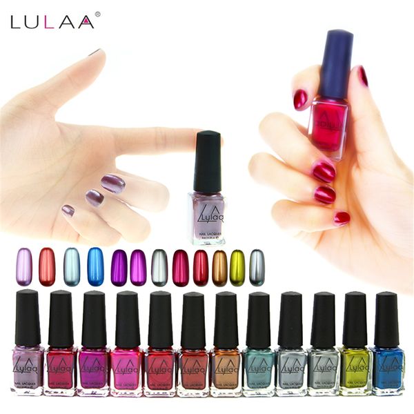 

lulaa 12colos 6ml nail art mirror metal bright nail polish gel primer layer gorgeous manicure varnish glue gel tools