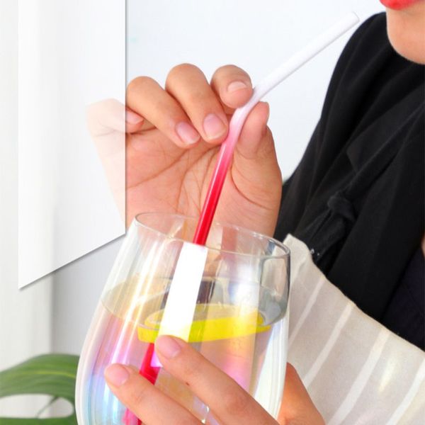 

5 pcs reusable gradient color drinking straw stainless steel straws party utensil