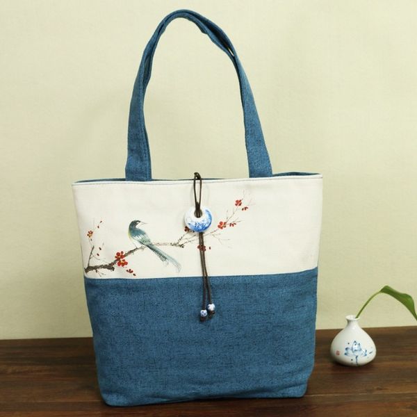 

women's cotton linen canvas shoulder bag handbag hand-painted handicraft wrist bag special fabric