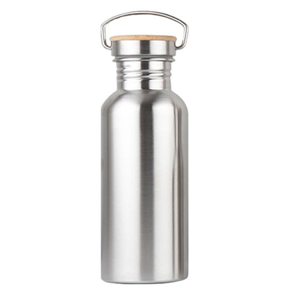 

portable stainless steel water bottle bamboo lid sports flasks leak-proof travel cycling hiking camping bottles 500ml water bottle