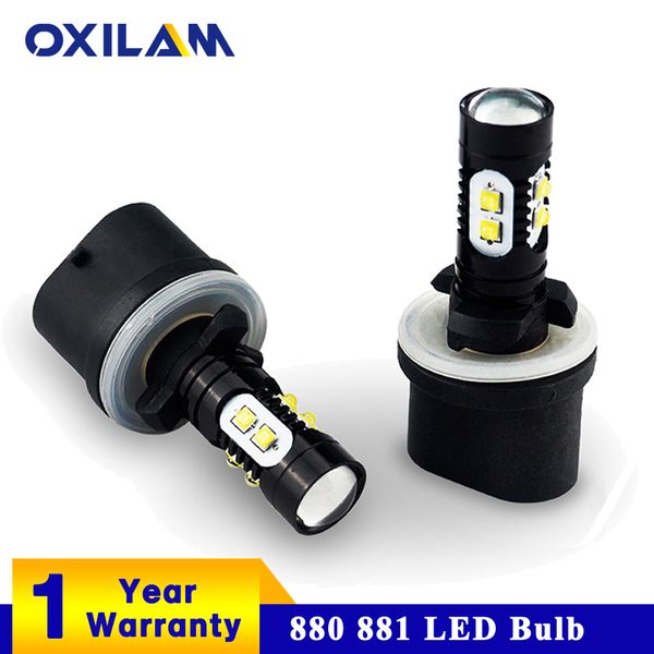 

oxilam 2pcs 880 881 h27 led car fog lights bulb drl 6000k white for kia mitsubishi gmc