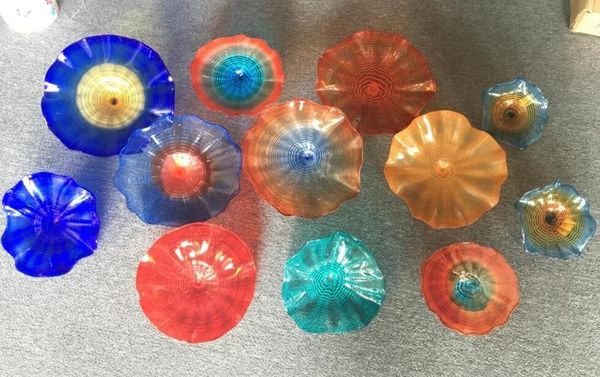 

Custom Multi Color Murano Lamps Flower Hanging Plates Wall Art for Home and Hotel Decoration
