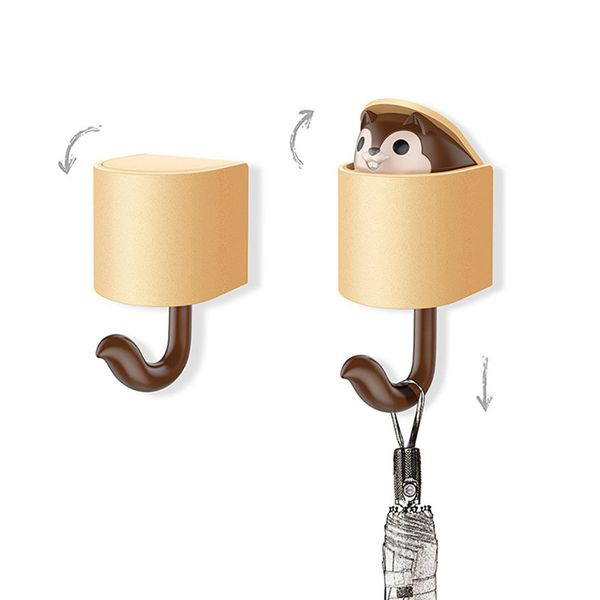 

2019 creative squirrel wall hook adhesive home cartoon cute hanger key umbrella towel cap coat #0315 a2#
