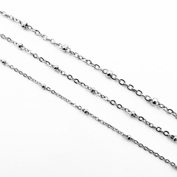 

3sizes 316l нержавеющая сталь крест o звено цепи с бисером ожерелье для женщин 45 см 50 см 55 см 60 см мода ожерелье ювелирные изделия, Silver