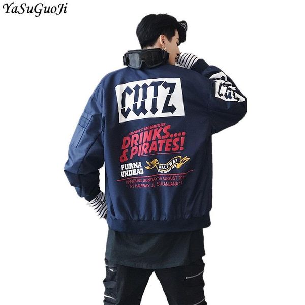 

fashion- autumn hip pop style fashion letter print loose short jacket men streetwear bomber jacket men men 's clothing size m-xl, Black;brown