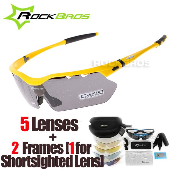

rockbros polarized 5 lenses cycling glasses with myopia frame bike eyewear bicycle glasses sunglasses for riding sport men women