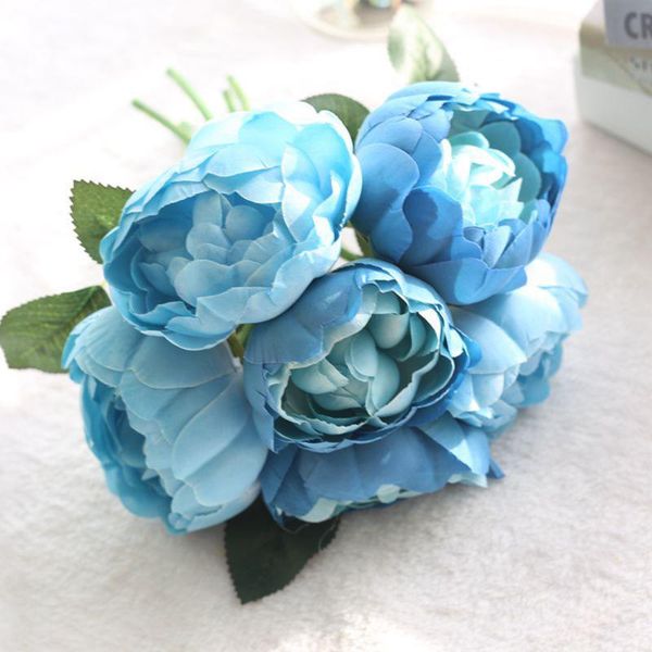 

silk cloth artificial bouquet room peony flowers bouquet 6 heads party