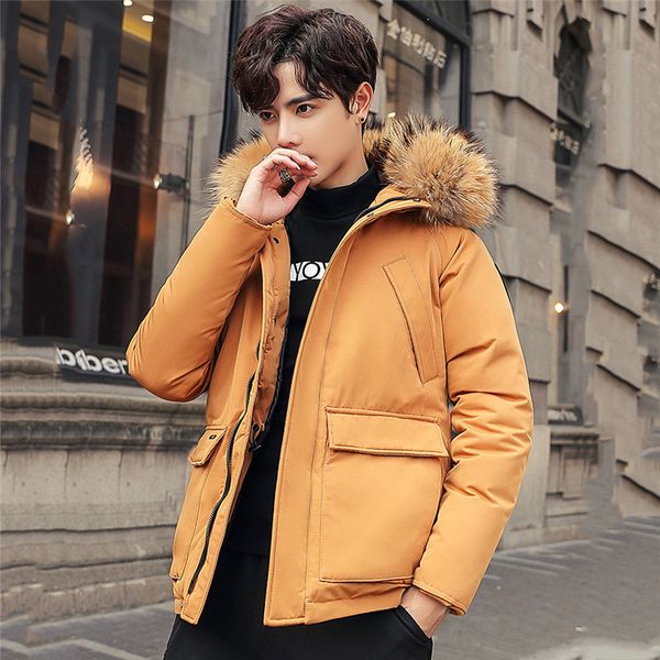 

winter jacket men 2019 new couples thick coats 90% duck down hooded fur collar outwear large size men down overcoat jia458, Black