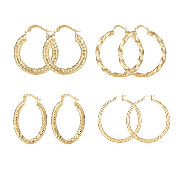 

women's hoop earrings teardrop hoop earrings gold ring earring set 4 pairs, Golden;silver