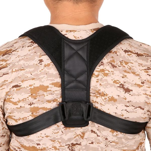 

waist support neoprene adjustable posture corrector back figure wrap corset belt straightener brace upper shoulder correctors, Black;gray