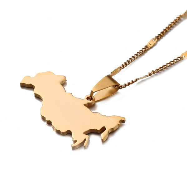

stainless steel gold color russia map pendant necklaces for russian women jewelry, Silver