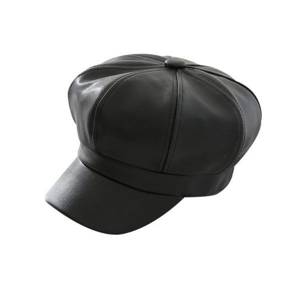 

sboy hats women fashion solid octagonal faux leather caps autumn winter men and casual vintage accessories, Blue;gray