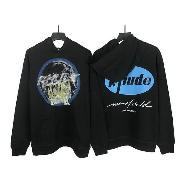

rhude x maxfield hoodie wolf diamond ruhde hoodie street casual wear rhude pullover men women sweatshirt xsq, Black