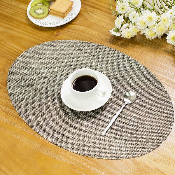 

5pcs/lot oval dinner pvc placemat dining table mat insulation pad cup pads coasters table decor slip-resistant cloth mat mantel