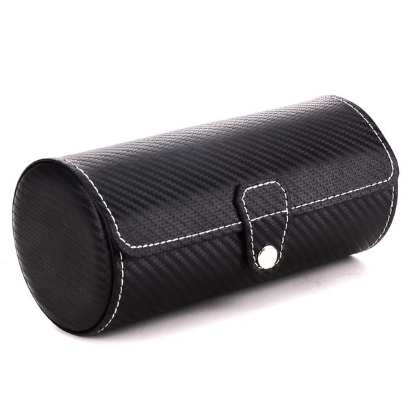 

slot watch box travel case wrist roll jewelry storage collector organizer, Black;blue