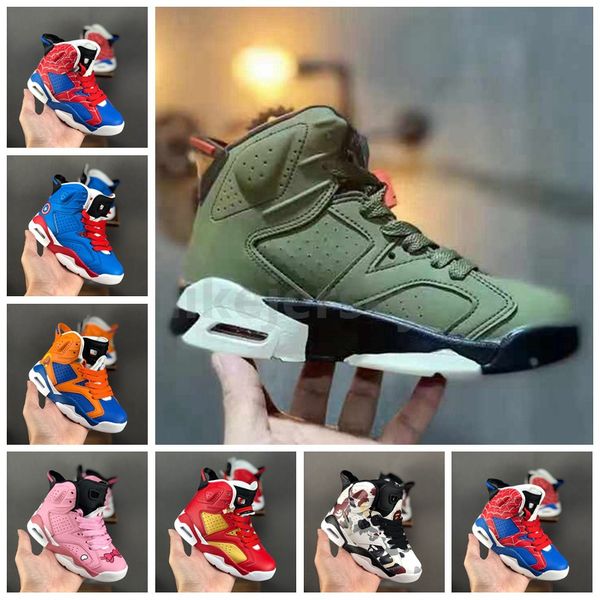 

designer kids 6 6s travis scotts basketball shoes for boys girls spiderman kitty camo infant trainers children sports sneakers