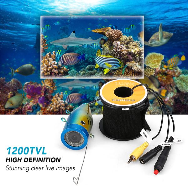 

underwater fishing camera 24 leds fish shape boat ice fish finder accessories 15m/30m/50m cable