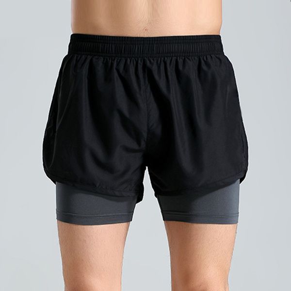 

men's shorts men fitness 2 in 1 bodybuilding jogger beach short pants summer gyms workout male breathable quick dry sportswear, White;black