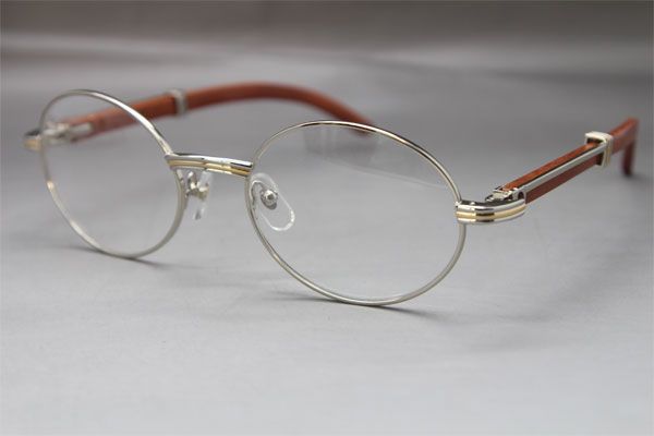 

wholesale 7550178 wood eyeglasses designer glasses frame women with box frames vintage glasses size:55-22-135mm silver