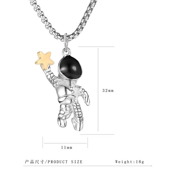 

2020 dz-004 new stainless steel astronaut necklace hip hop star pick fashion men's pendant fashion wear accessories factory direct sale, Silver