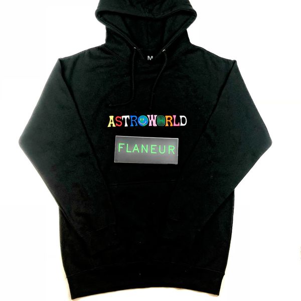 

2018 astroworld hoodie mens designer fleece sweatshirts aw embroidery hip hop pullover new travis hoodies, Black