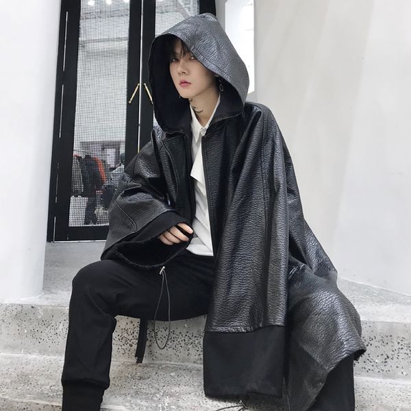 

зима новый мотоцикл кожаная куртка мужская длинный меч мастера широкий плащ траншеи длинное пальто мужчины harujuku rompeviento larga hombre, Tan;black