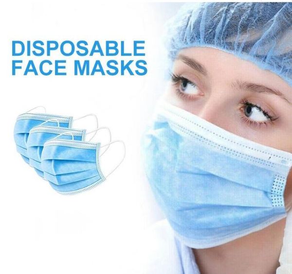 

dhl;mask 50 pcs disposable face masks thick 3-layer masks with earloops for salon, home use comfortable in stock mask