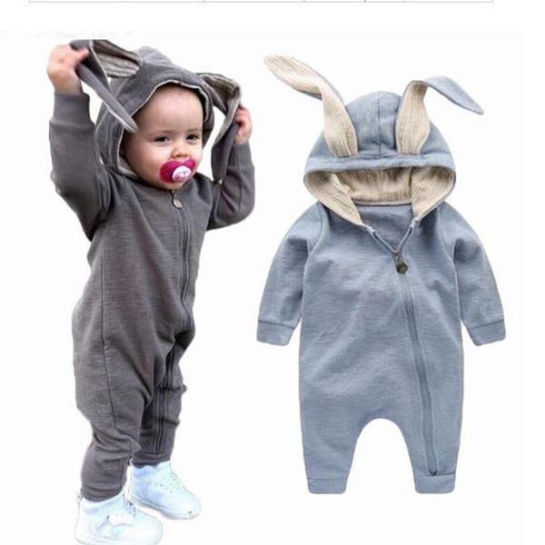 

new spring autumn baby rompers cute cartoon rabbit infant girl boy jumpers kids baby outfits clothes, Blue