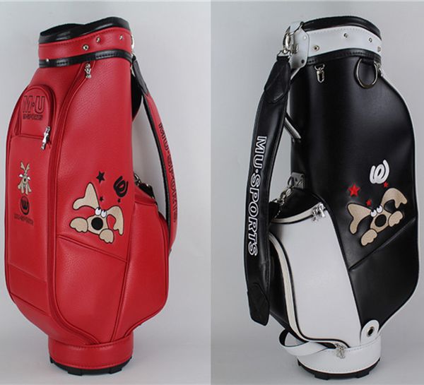 

Lady golf bag mu port golf cart bag female ell pu leather women golf caddy bag 2color
