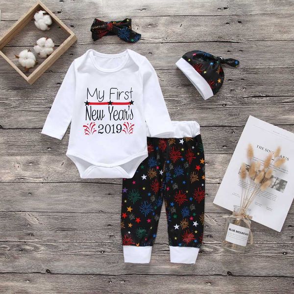 Kids Baby Boys Girls Long Sleeve Tops Pants Trousers Headband Hat Outfit Clothes