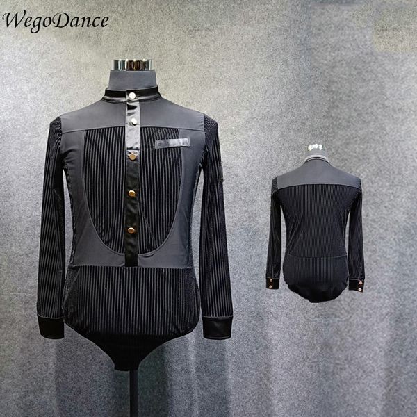 

new man latin dance training exercises bodysuit shirt, Black;red