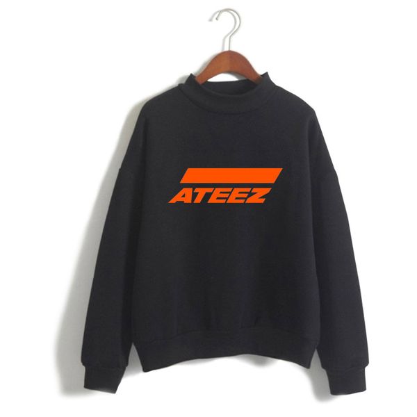 

2019 new sell well ateez oversize warm turtlenecks women kpop sweatshirt hoodie sweatshirts winter/autumn clothes, Black