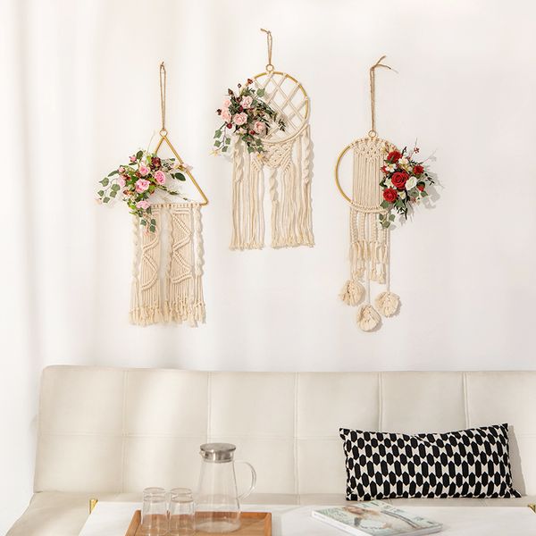 

hand woven weave suzhou small tapestry living room bedroom bedside hanging ornamental nordic flower set